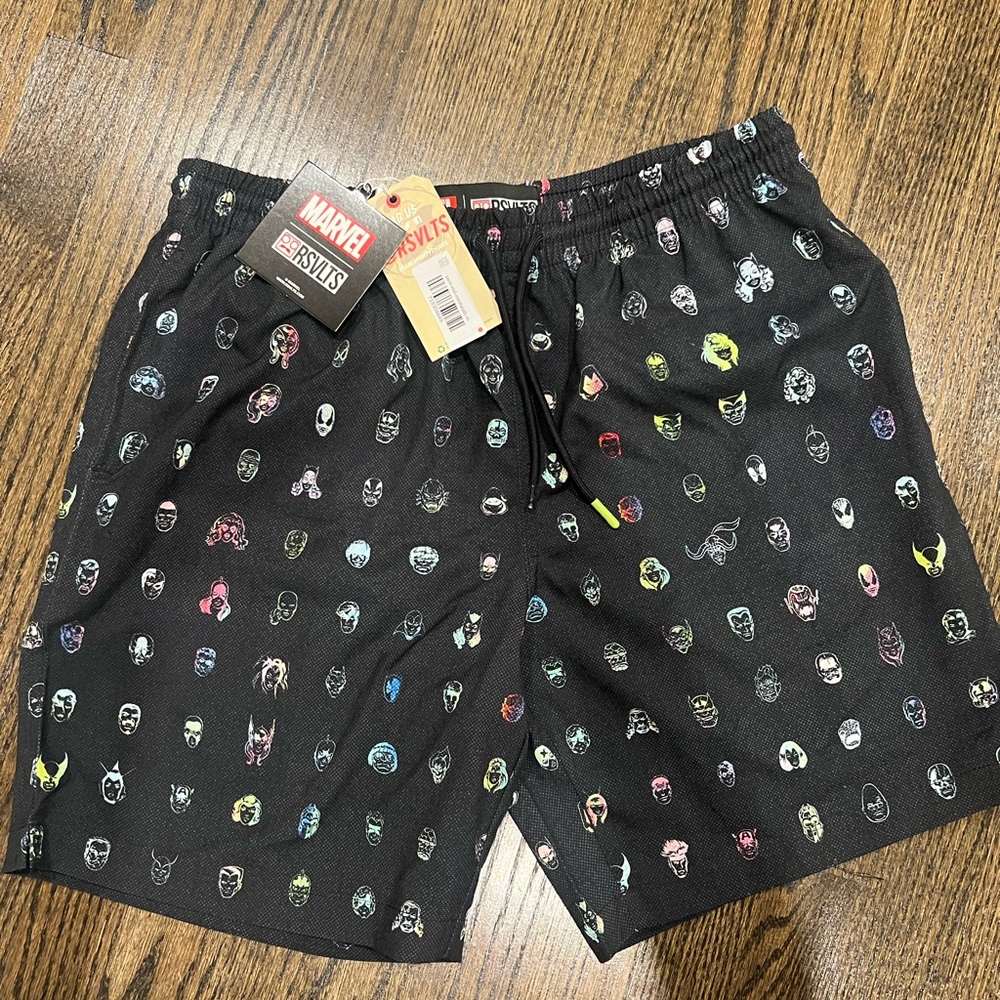 RSVLTS Marvel Black Graphic Shorts